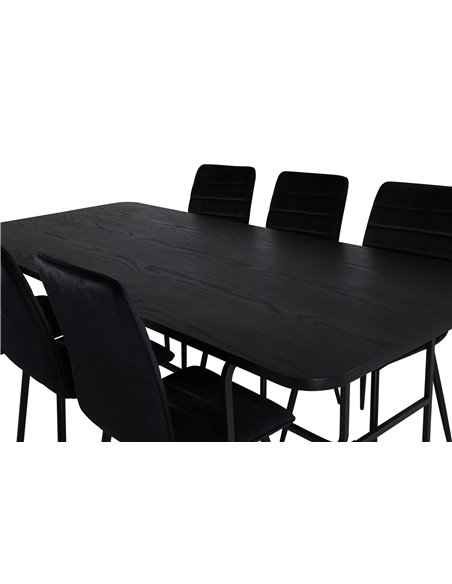 Matgrupp Uno med Windu matstolar, 200 × 90 cm