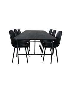Matgrupp Uno med Polar matstolar, 200 × 90 cm