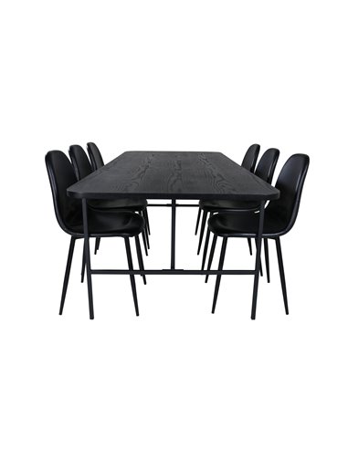 Matgrupp Uno med Polar matstolar, 200 × 90 cm