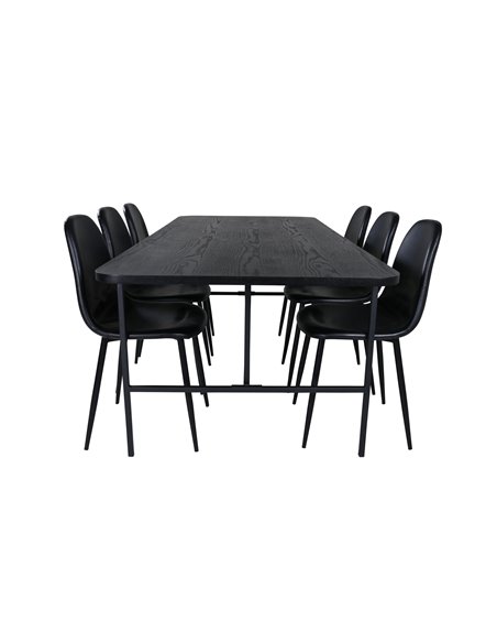 Matgrupp Uno med Polar matstolar, 200 × 90 cm