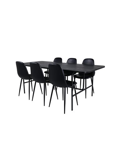 Matgrupp Uno med Polar matstolar, 200 × 90 cm