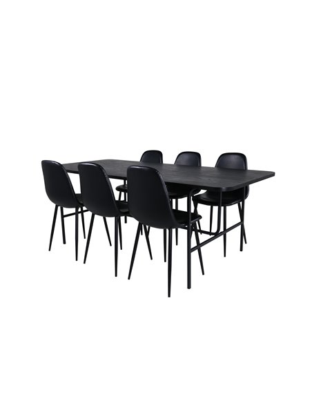 Matgrupp Uno med Polar matstolar, 200 × 90 cm