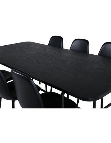 Matgrupp Uno med Polar matstolar, 200 × 90 cm