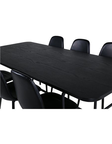 Matgrupp Uno med Polar matstolar, 200 × 90 cm
