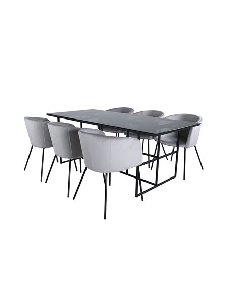 Matgrupp Leif med Berit matstolar, 200 × 90 cm