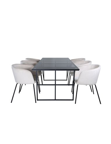Matgrupp Leif med Berit matstolar, 200 × 90 cm