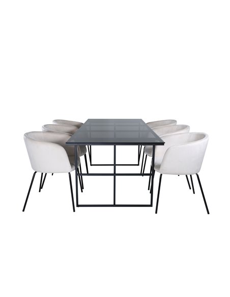 Matgrupp Leif med Berit matstolar, 200 × 90 cm