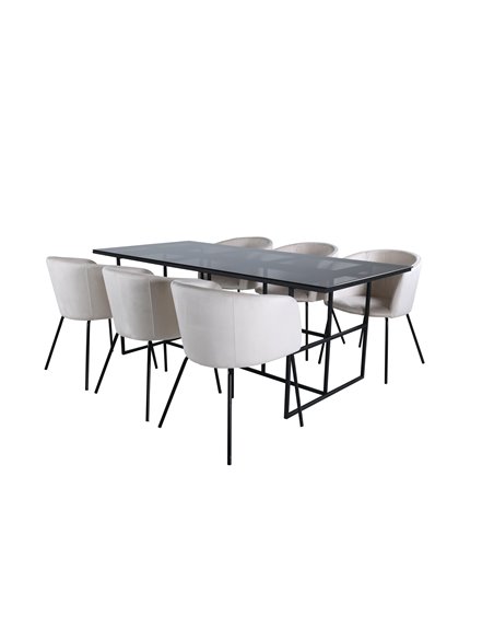 Matgrupp Leif med Berit matstolar, 200 × 90 cm