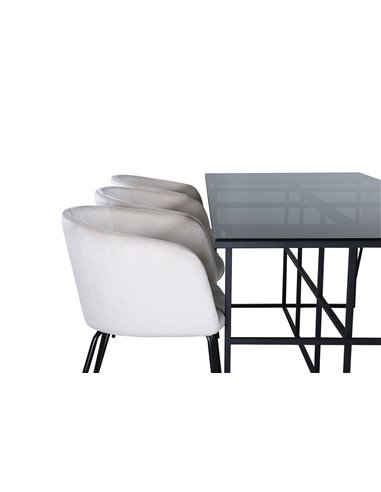 Matgrupp Leif med Berit matstolar, 200 × 90 cm