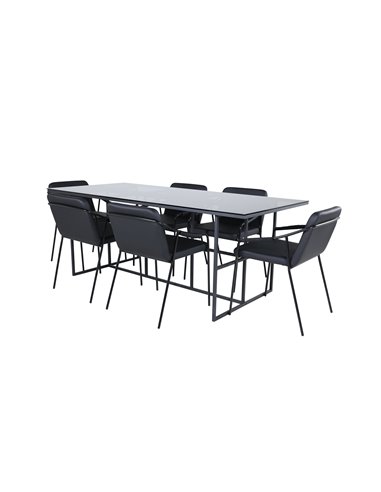 Matgrupp Leif med Tvist matstolar, 200 × 90 cm