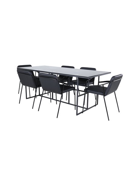 Matgrupp Leif med Tvist matstolar, 200 × 90 cm