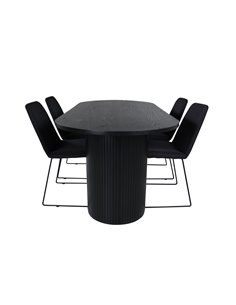 Matgrupp Bianca med Muce matstolar, 200 × 90 cm