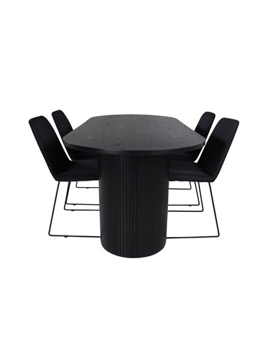Matgrupp Bianca med Muce matstolar, 200 × 90 cm