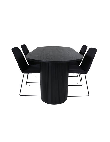 Matgrupp Bianca med Muce matstolar, 200 × 90 cm