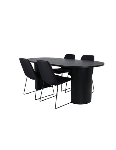Matgrupp Bianca med Muce matstolar, 200 × 90 cm