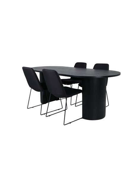 Matgrupp Bianca med Muce matstolar, 200 × 90 cm