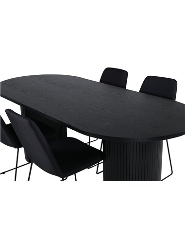 Matgrupp Bianca med Muce matstolar, 200 × 90 cm