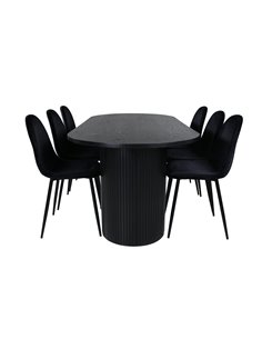 Matgrupp Bianca med Polar matstolar, 200 × 90 cm