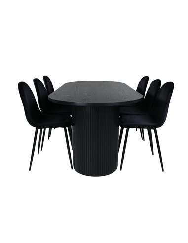 Matgrupp Bianca med Polar matstolar, 200 × 90 cm