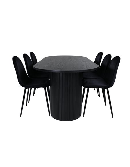 Matgrupp Bianca med Polar matstolar, 200 × 90 cm