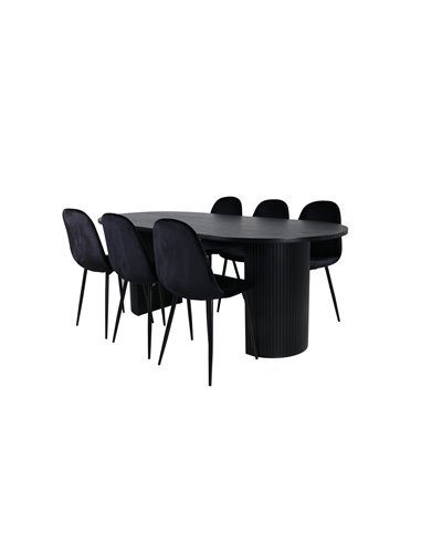 Matgrupp Bianca med Polar matstolar, 200 × 90 cm