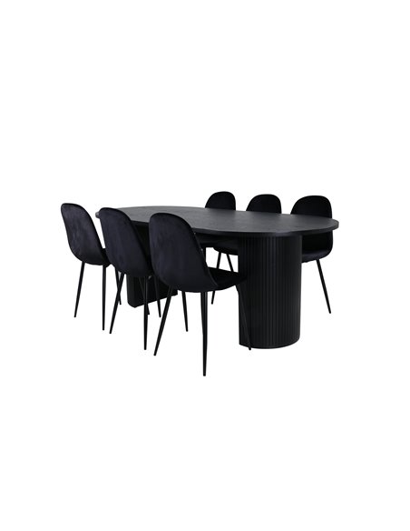 Matgrupp Bianca med Polar matstolar, 200 × 90 cm