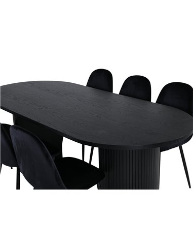 Matgrupp Bianca med Polar matstolar, 200 × 90 cm