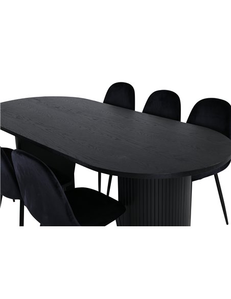 Matgrupp Bianca med Polar matstolar, 200 × 90 cm