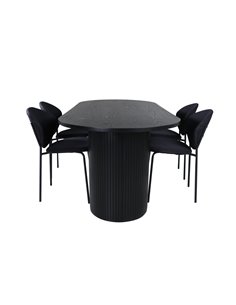 Matgrupp Bianca med Vault matstolar, 200 × 90 cm