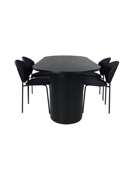Matgrupp Bianca med Vault matstolar, 200 × 90 cm