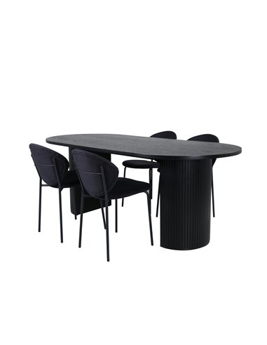 Matgrupp Bianca med Vault matstolar, 200 × 90 cm