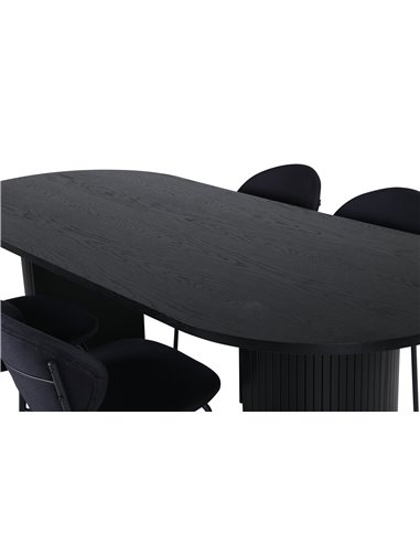 Matgrupp Bianca med Vault matstolar, 200 × 90 cm