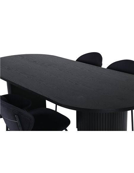 Matgrupp Bianca med Vault matstolar, 200 × 90 cm