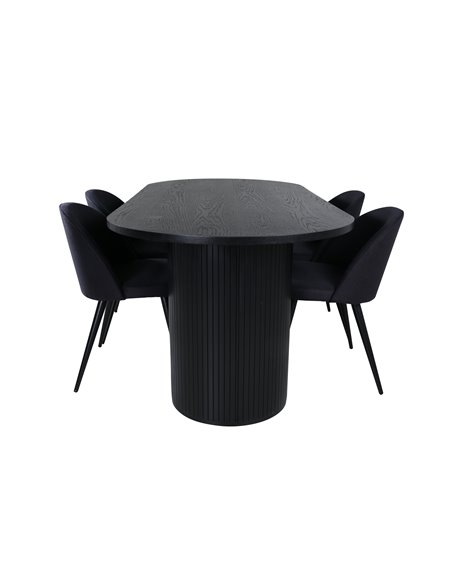 Matgrupp Bianca med Velvet matstolar, 200 × 90 cm