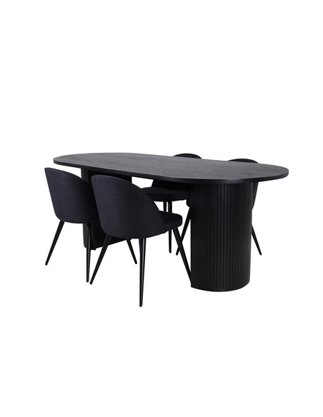 Matgrupp Bianca med Velvet matstolar, 200 × 90 cm
