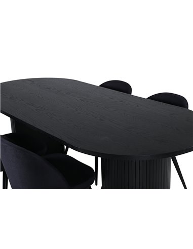 Matgrupp Bianca med Velvet matstolar, 200 × 90 cm