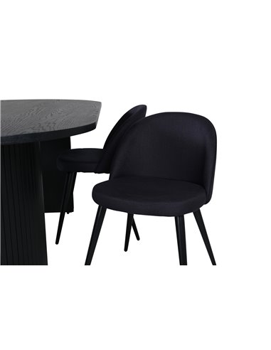 Matgrupp Bianca med Velvet matstolar, 200 × 90 cm