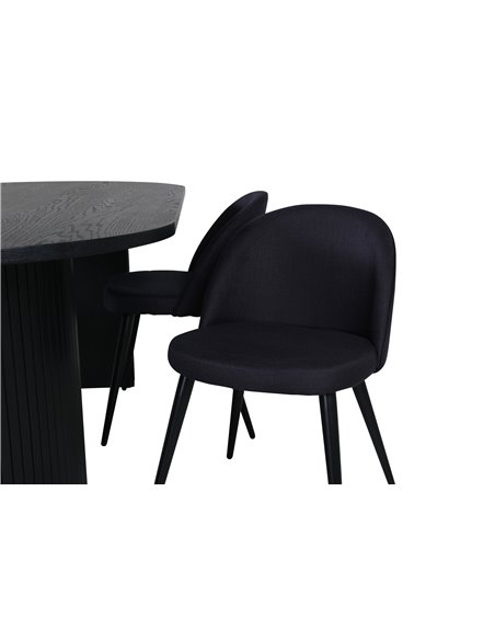 Matgrupp Bianca med Velvet matstolar, 200 × 90 cm