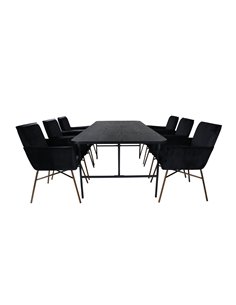 Matgrupp Uno med Petra matstolar, 200 × 90 cm