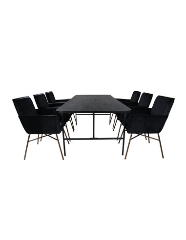 Matgrupp Uno med Petra matstolar, 200 × 90 cm