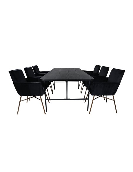 Matgrupp Uno med Petra matstolar, 200 × 90 cm
