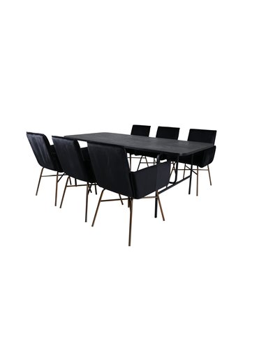 Matgrupp Uno med Petra matstolar, 200 × 90 cm
