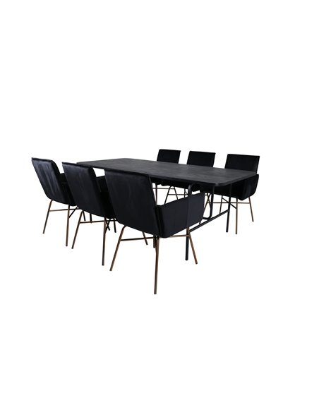 Matgrupp Uno med Petra matstolar, 200 × 90 cm