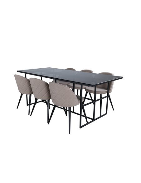 Matgrupp Leif med Velvet matstolar, 200 × 90 cm