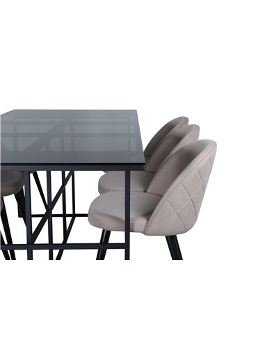 Matgrupp Leif med Velvet matstolar, 200 × 90 cm