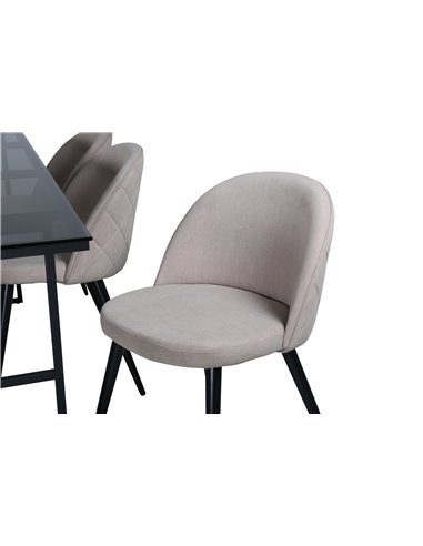 Matgrupp Leif med Velvet matstolar, 200 × 90 cm