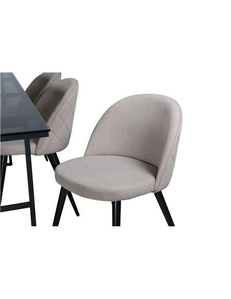 Matgrupp Leif med Velvet matstolar, 200 × 90 cm