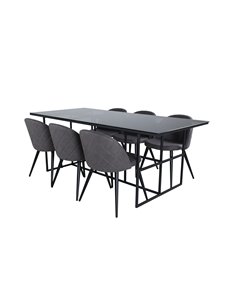Matgrupp Leif med Velvet matstolar, 200 × 90 cm 2
