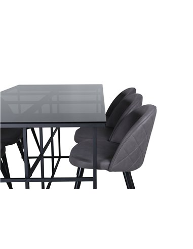 Matgrupp Leif med Velvet matstolar, 200 × 90 cm