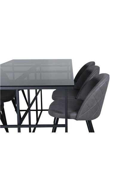 Matgrupp Leif med Velvet matstolar, 200 × 90 cm